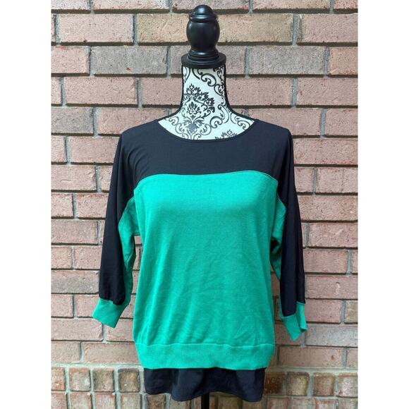 EUC Calvin Klein Navy Green Colorblock Sweater Size Small - Picture 1 of 6